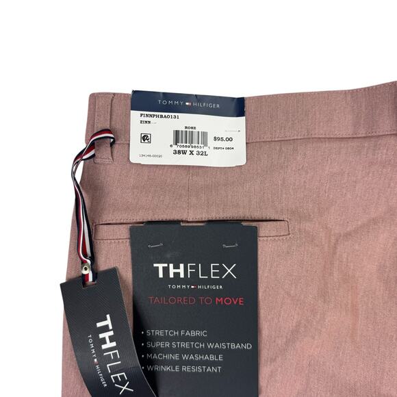 Tommy Hilfiger Mens TH Flex Finn Modern Fit Twill Pants Rose Pink 38x32 - Picture 3 of 4